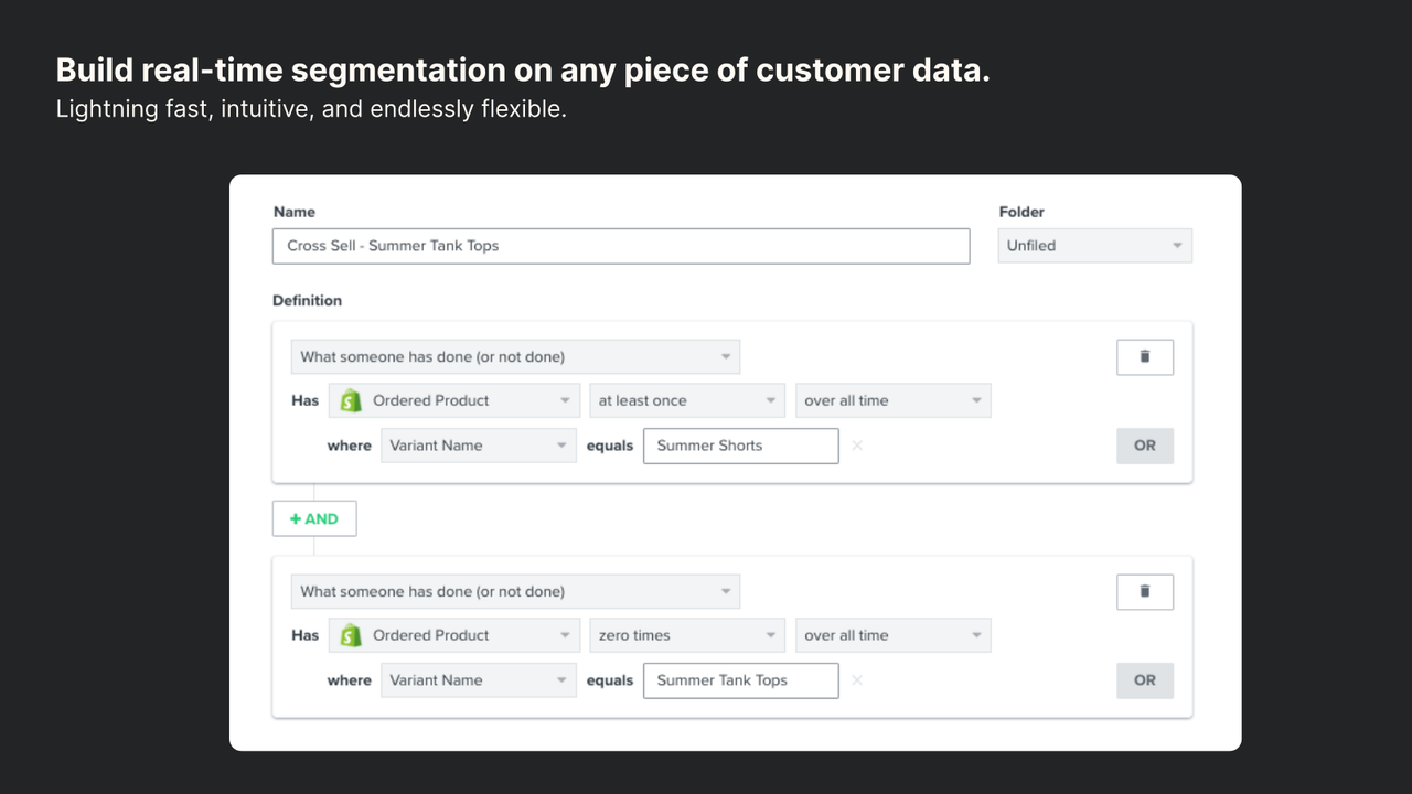 Segmentbygger med ordre- og webstedsdata