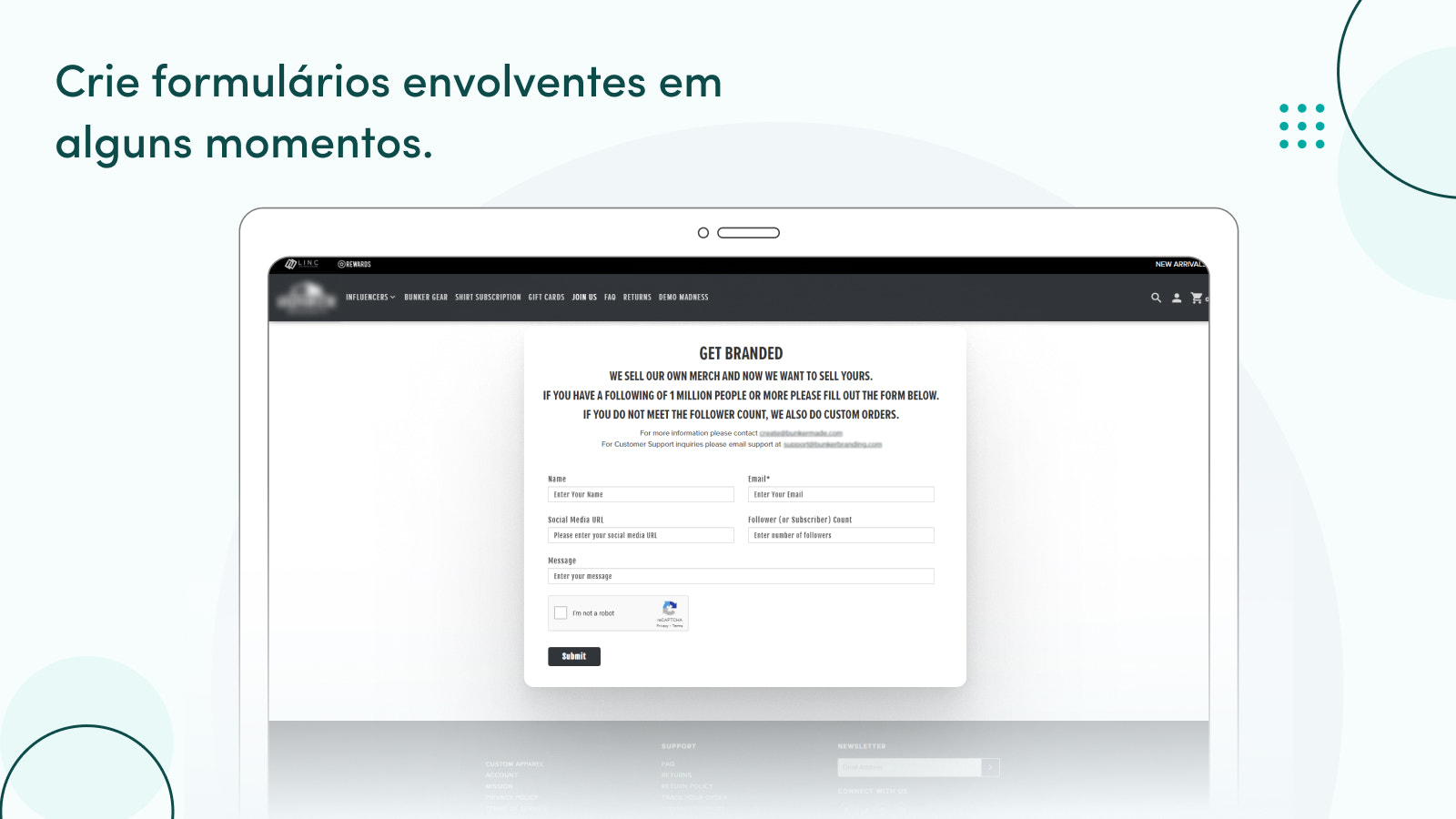 Criação de formulários simples com carregamentos de ficheiros.