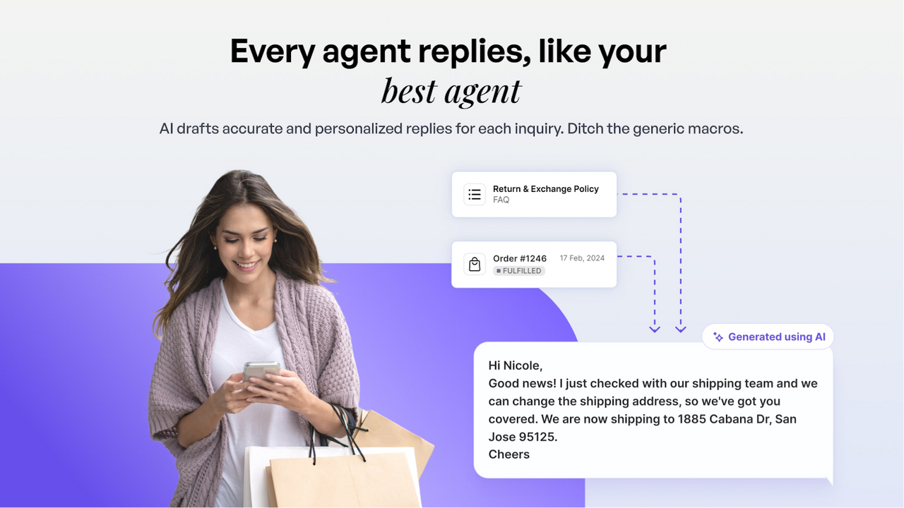 AI customer service, helpdesk, live chat for Shopify