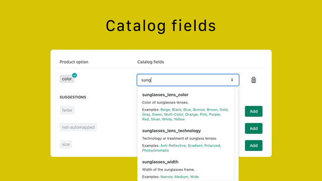 Atributos específicos de categoría – campos del catálogo