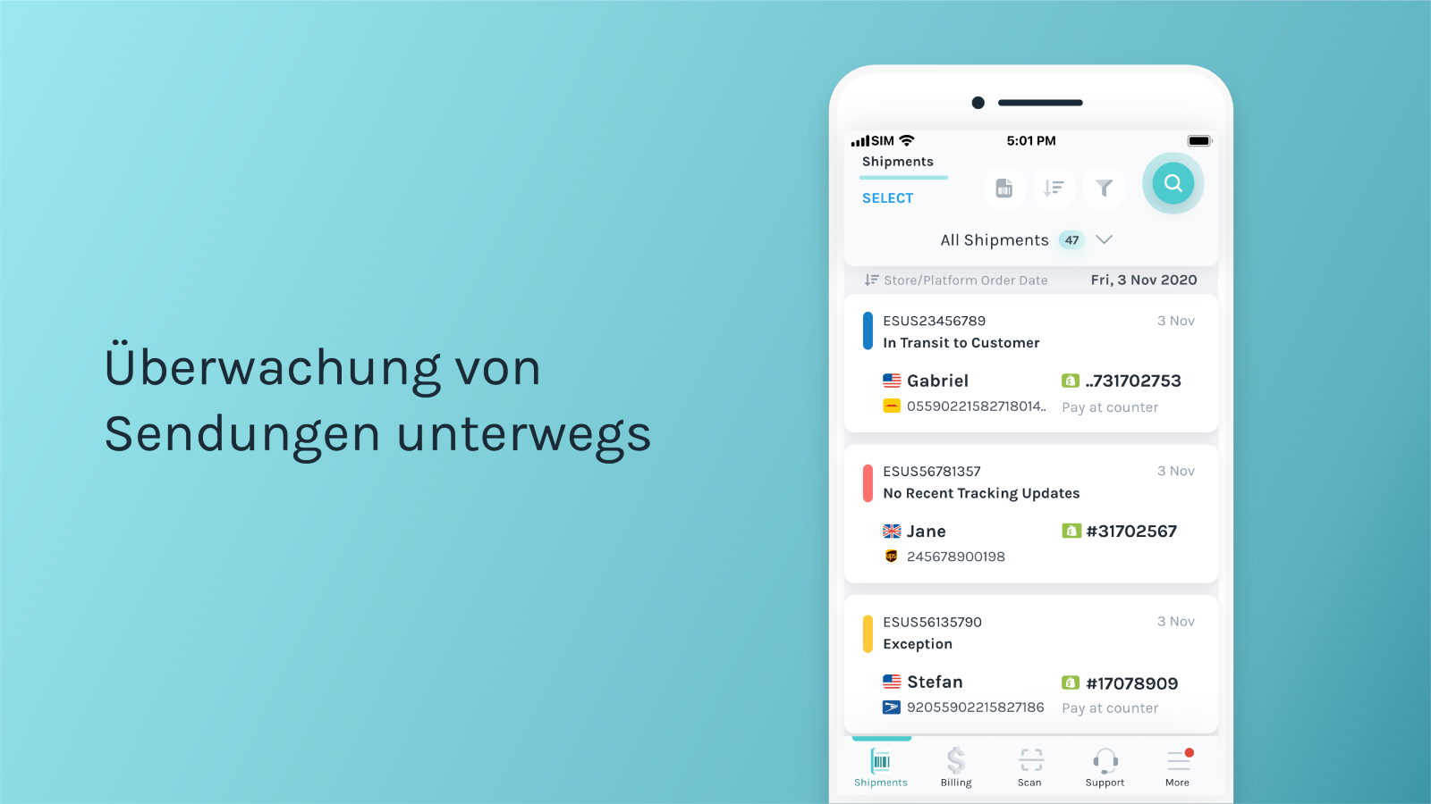 Sendungstracking von überall aus über die mobile App