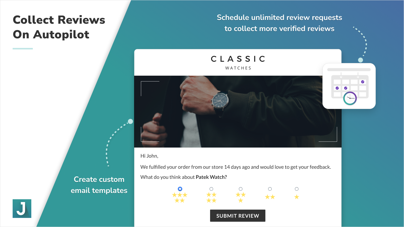 Collect unlimited reviews on autopilot from email, SMS