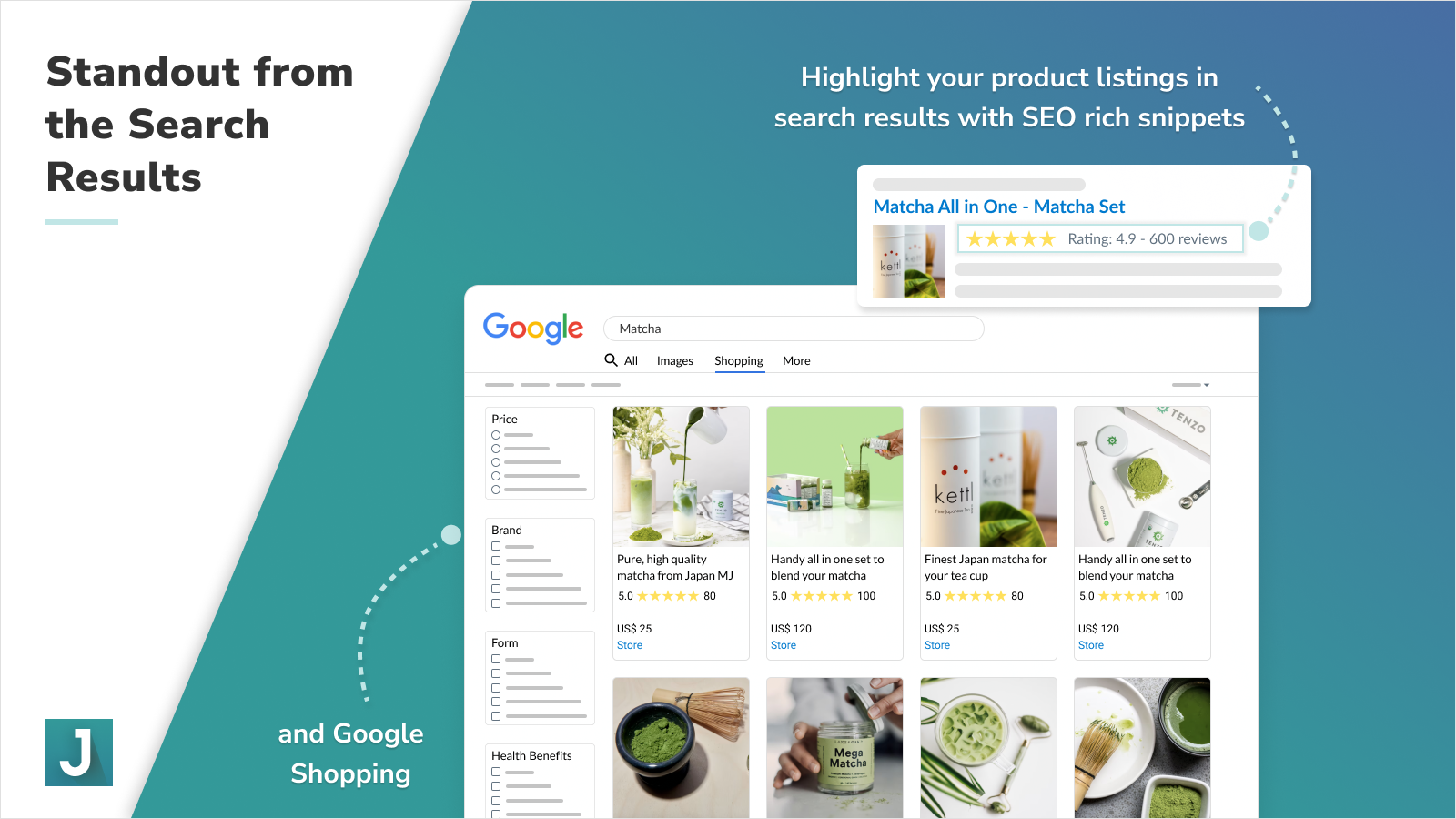 SEO rich snippets in search results and Google Shopping