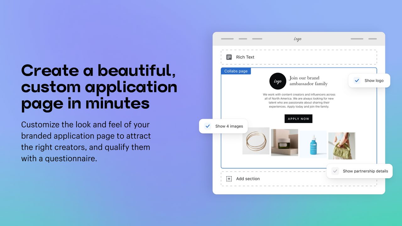 Create a beautiful, custom application page in minutes