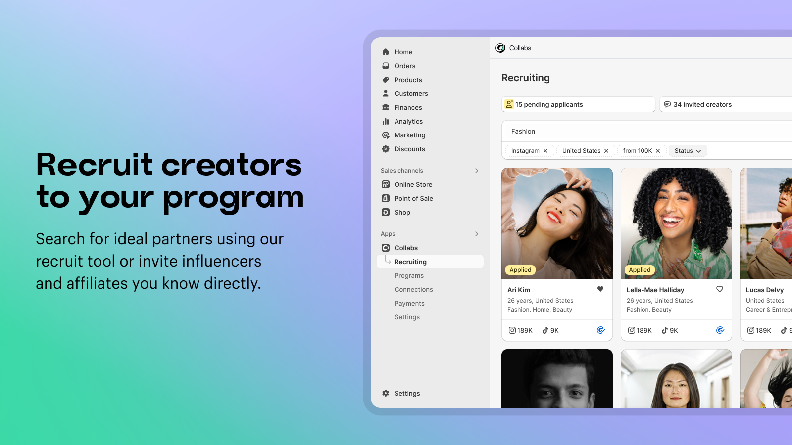 Recruit creators to your program