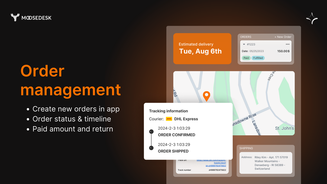 MooseDesk customer order management order tracking