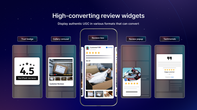 Display authentic reviews in various widgets that help convert 