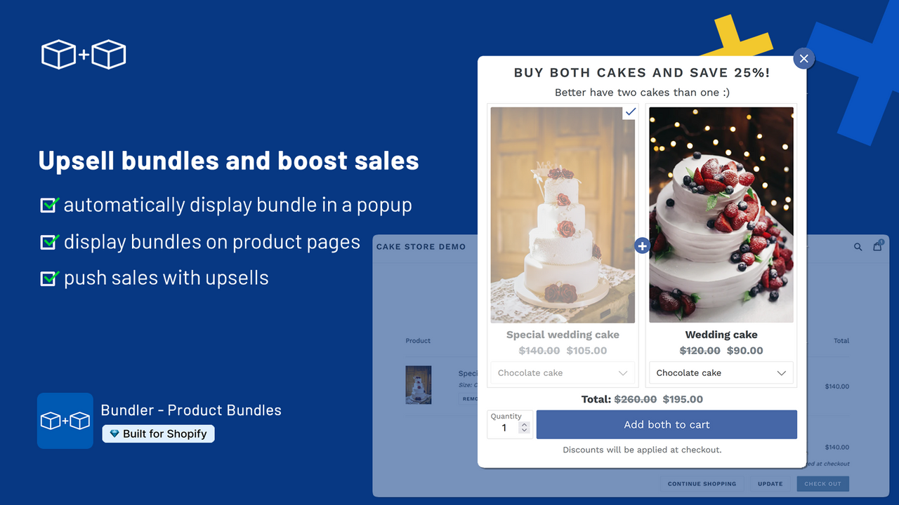 Upsell bundle popup in bundle app in shopify