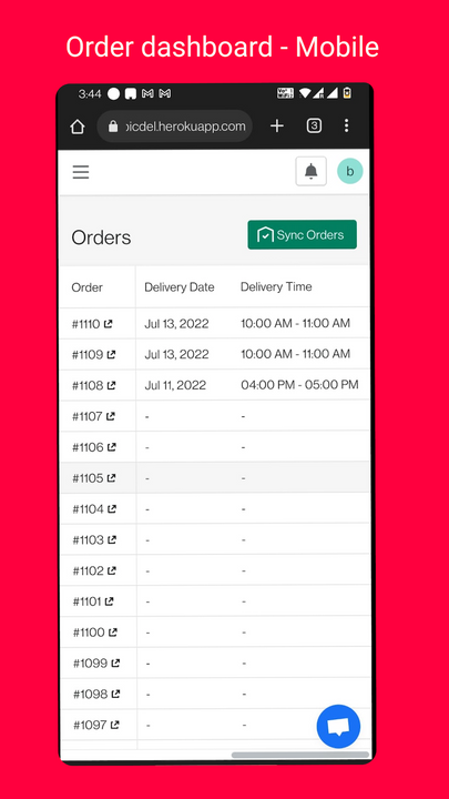 Bestell-Dashboard Mobil - Abholung und Lieferung im Geschäft