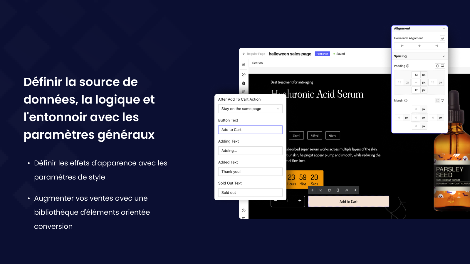 Plus de 70 modèles de page pour toute sorte de produits de niche