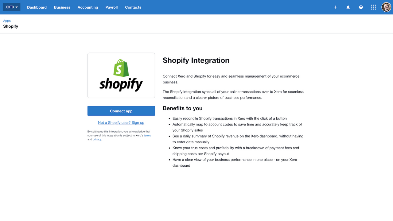 Connect Xero and Shopify