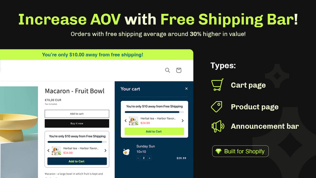 Increase order value with cart value goals & cart upsell