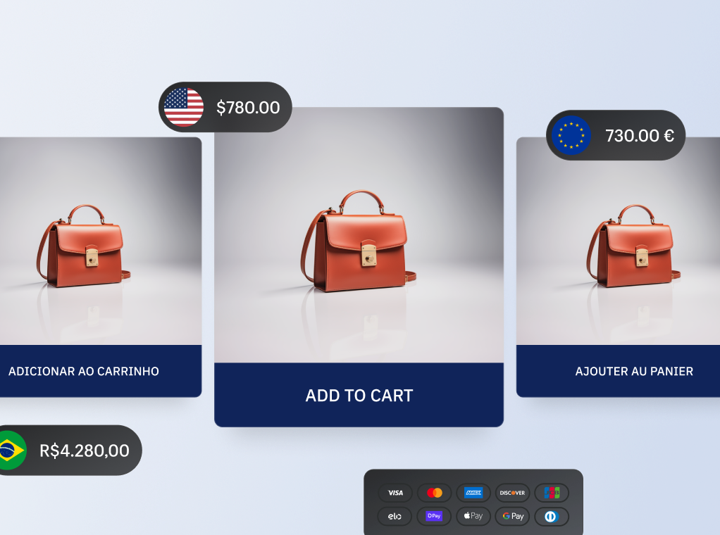 Luxury leather purse displayed with multiple currencies and payment methods