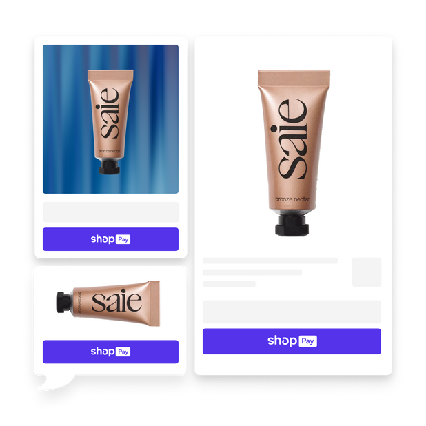 Shop Pay mobile checkout of a makeup product.