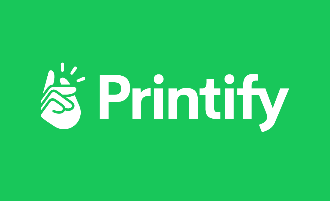 The logo of Printify, which is cartoon snapping fingers on a green background