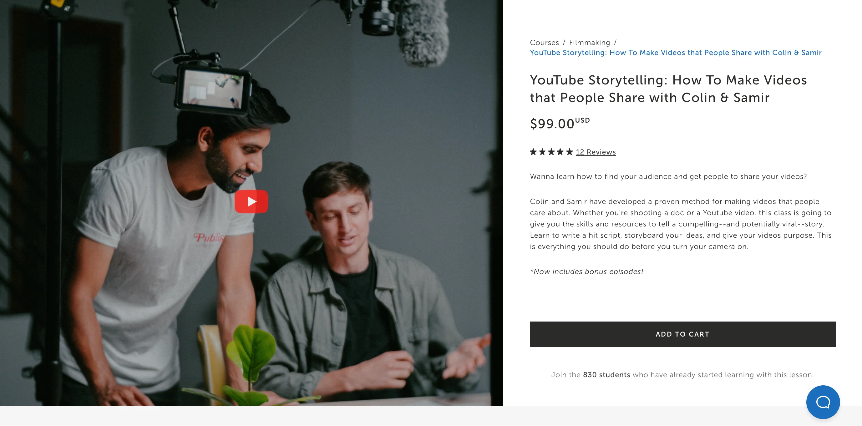 A product page for influencer Colin and Samir's online course