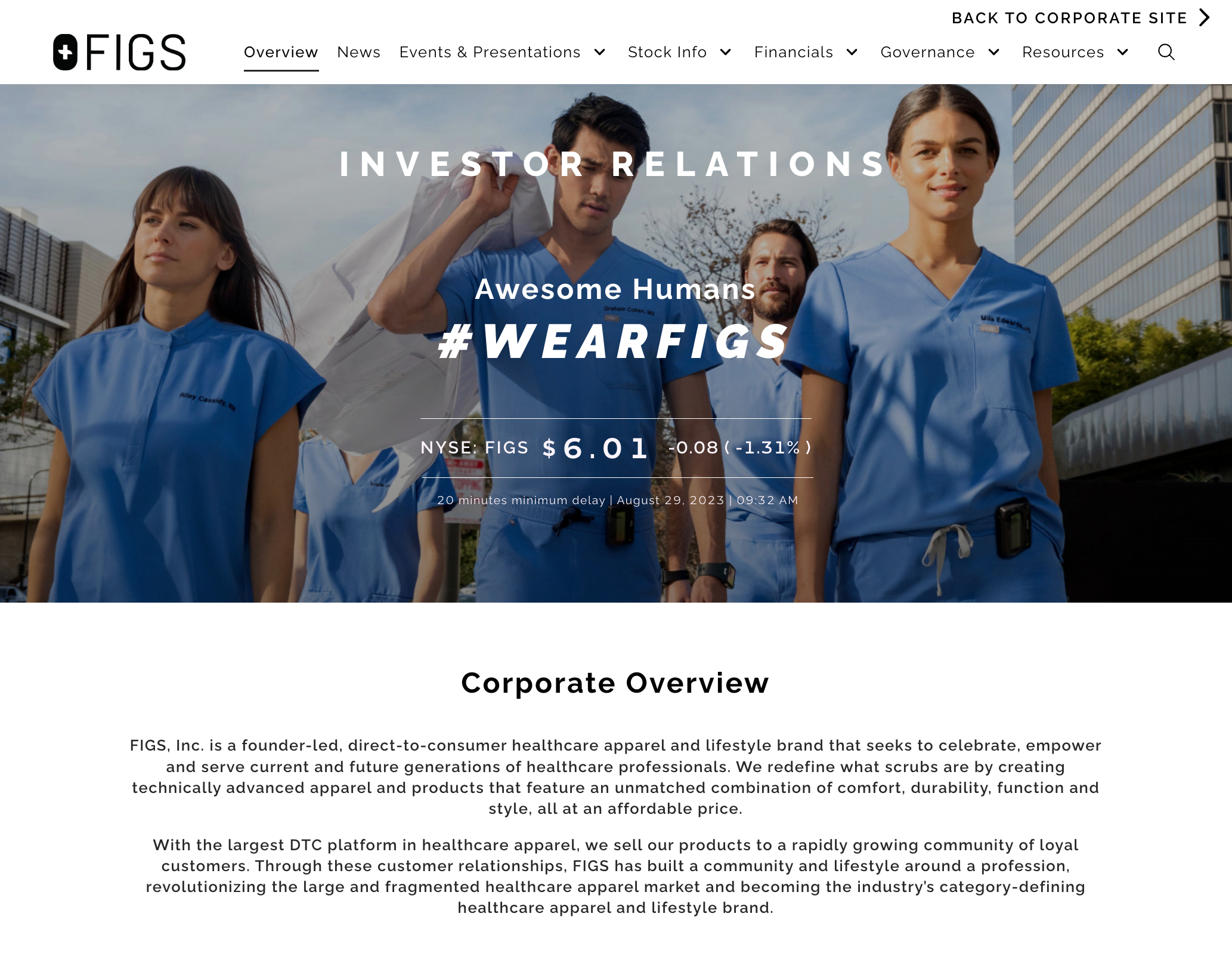 A webpage on the FIGS website showing an executive summary