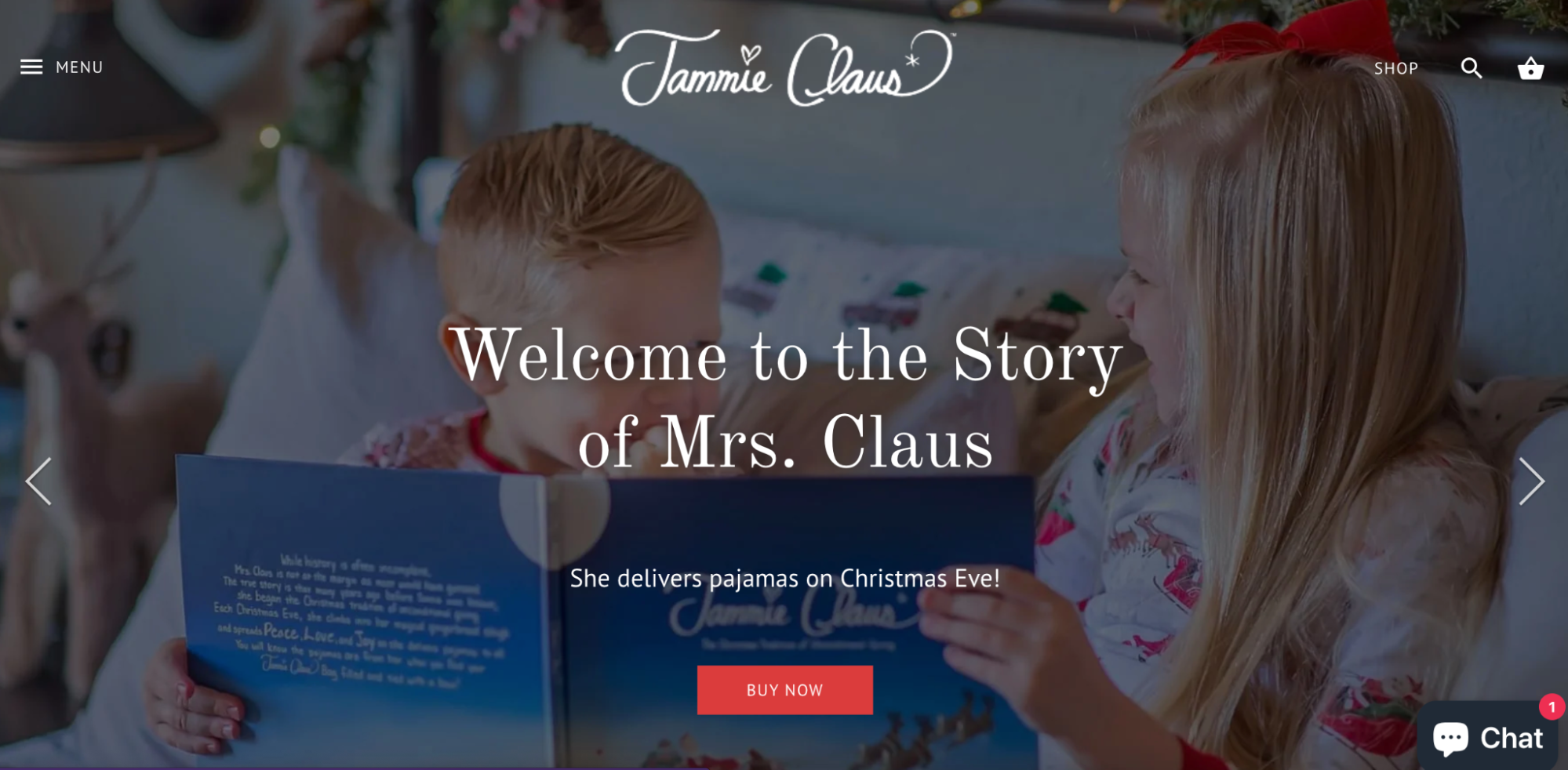 Screenshot of Jammie Claus website homepage