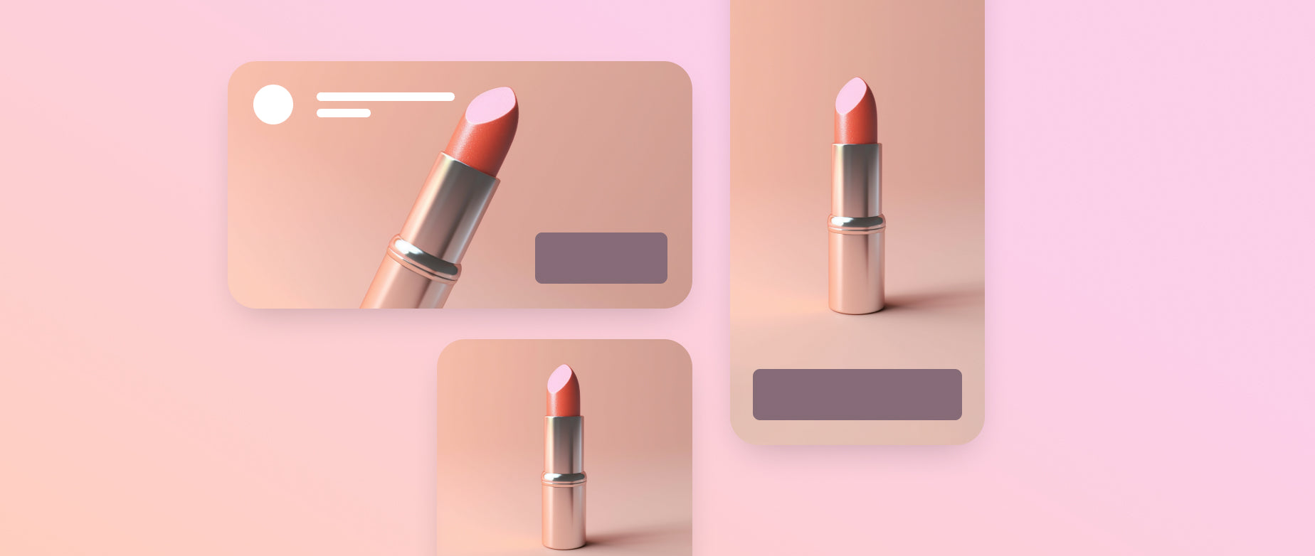 three different online ad modules with a picture of a lipstick on each one: best advertising platform