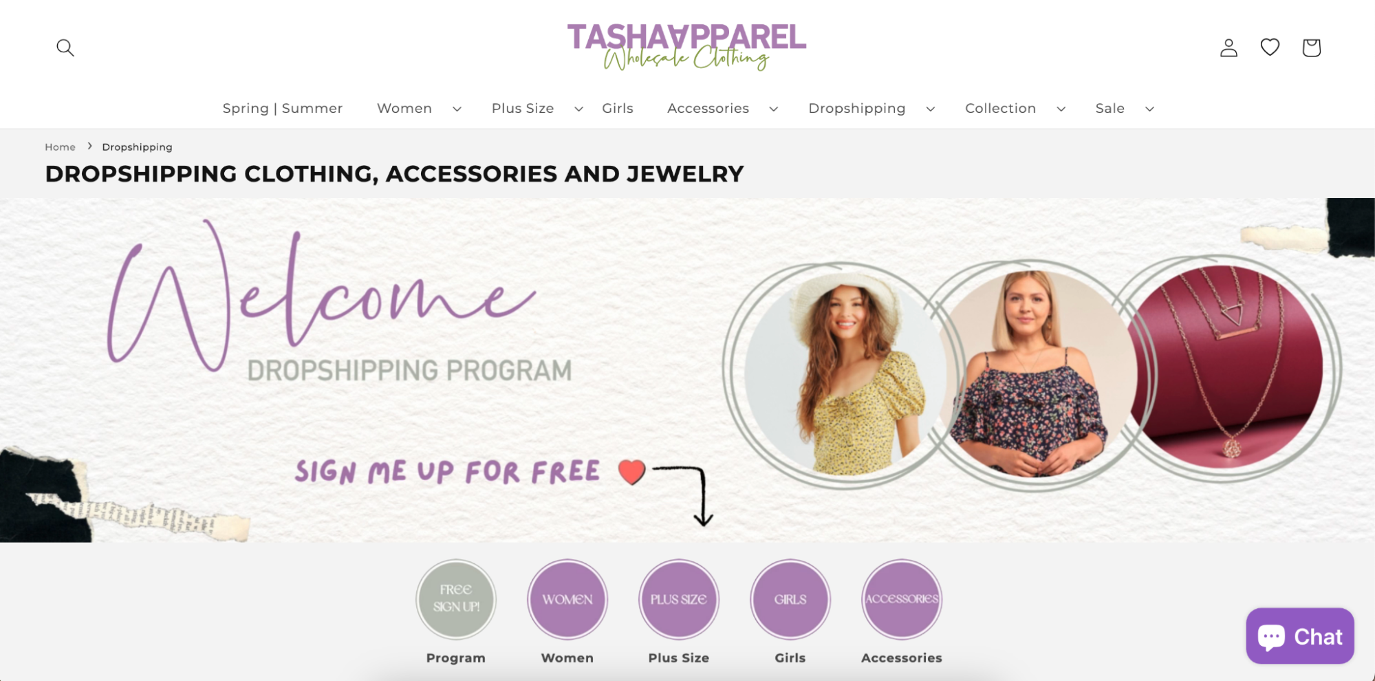 Tasha Apparel is a wholesale clothing and dropshipping site featuring floral dresses and jewelry.