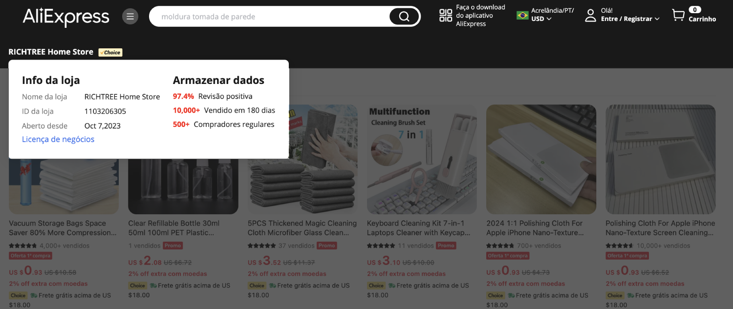 Reputação do fornecedor dropshipping no Aliexpress