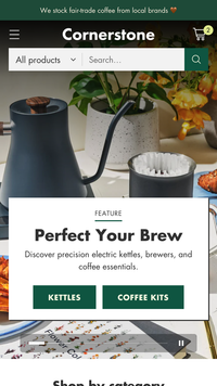 Aperçu de la version mobile du thème Cornerstone dans le style « Barista »