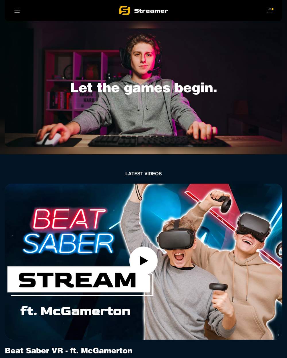 Desktop preview for Creator in the "Streamer" style