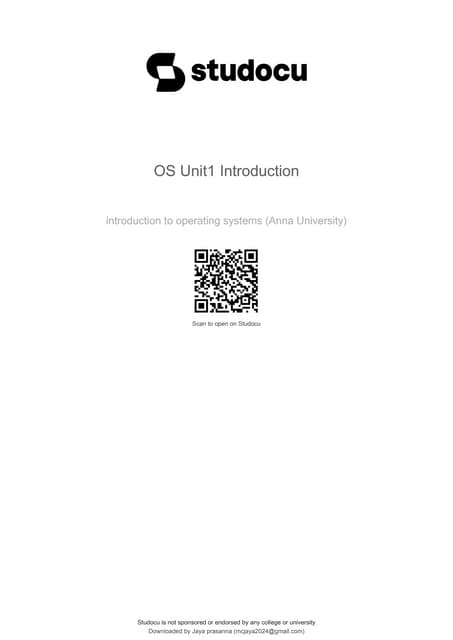 CS3451 INTRODUCTIONN TO OS unit ONE .pdf