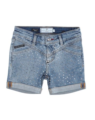 Philipp Plein Babies'  Toddler Girl Denim Shorts Blue Size 6 Cotton, Elastomultiester, Elastane