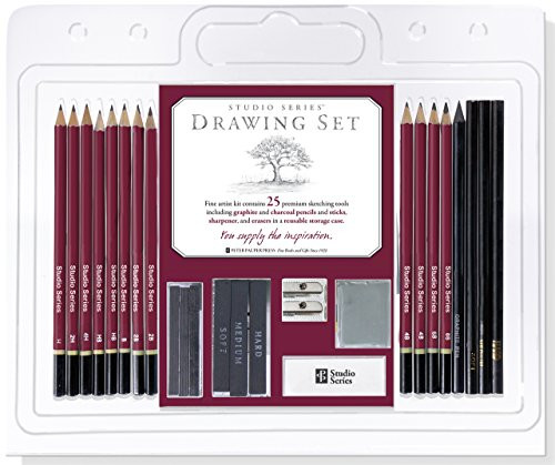 Studio Series 25-Piece Sketch & Drawing Pencil Set (Artist's Pencil and Charcoal Set)