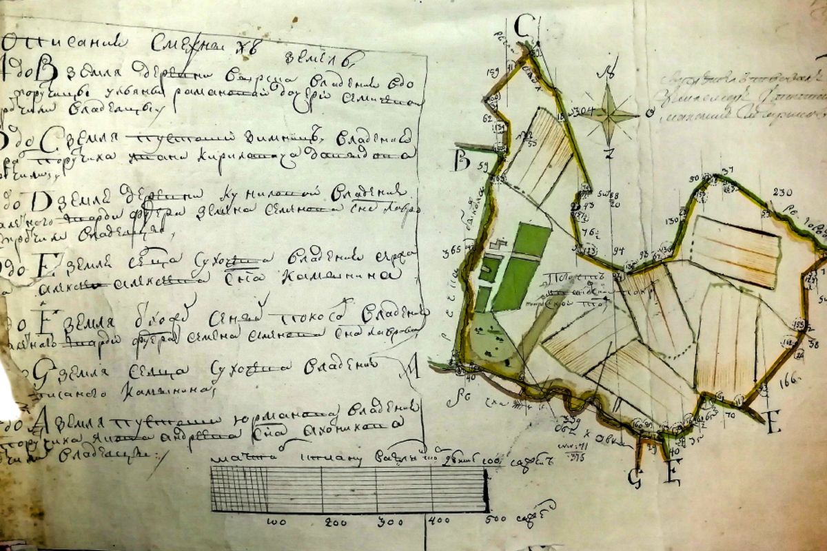 Фрагмент плана Генерального межевания Ивановского погоста Вырского стана Белевского уезда. 1779 г.