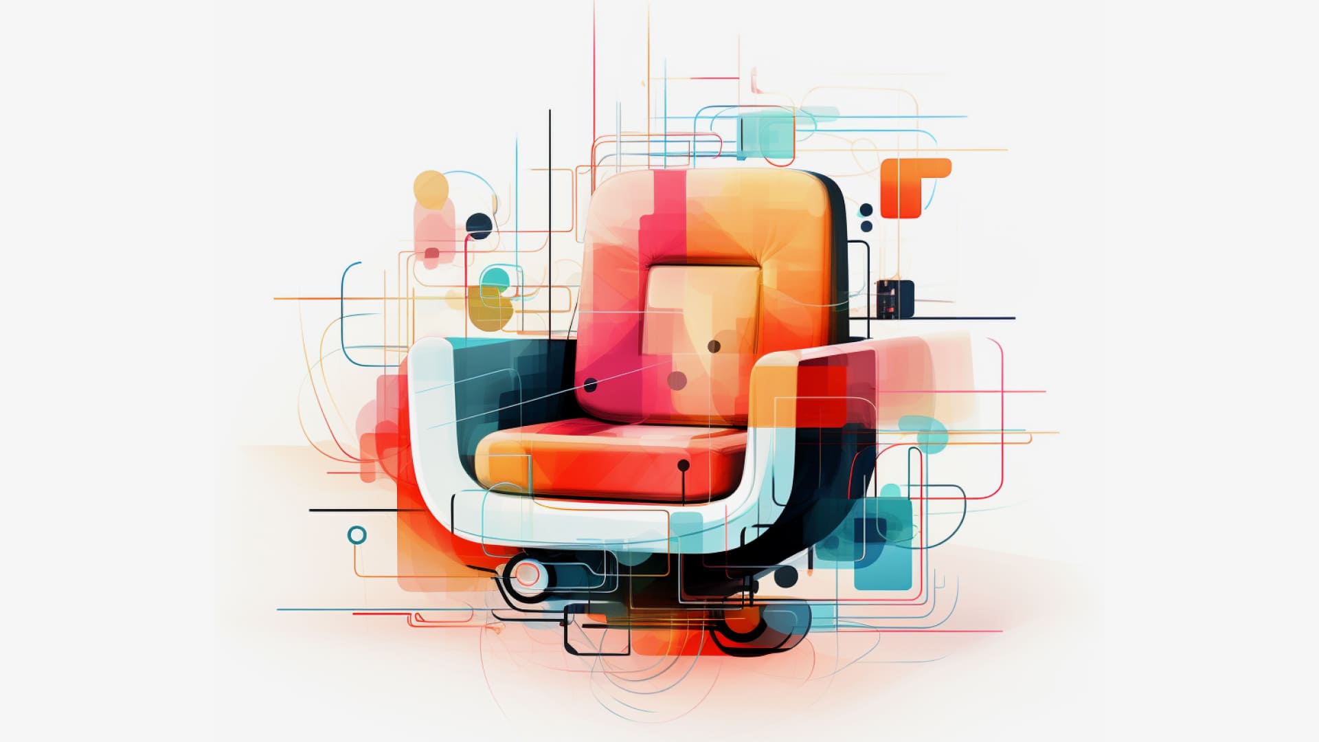 A multicolor armchair generated by AI
