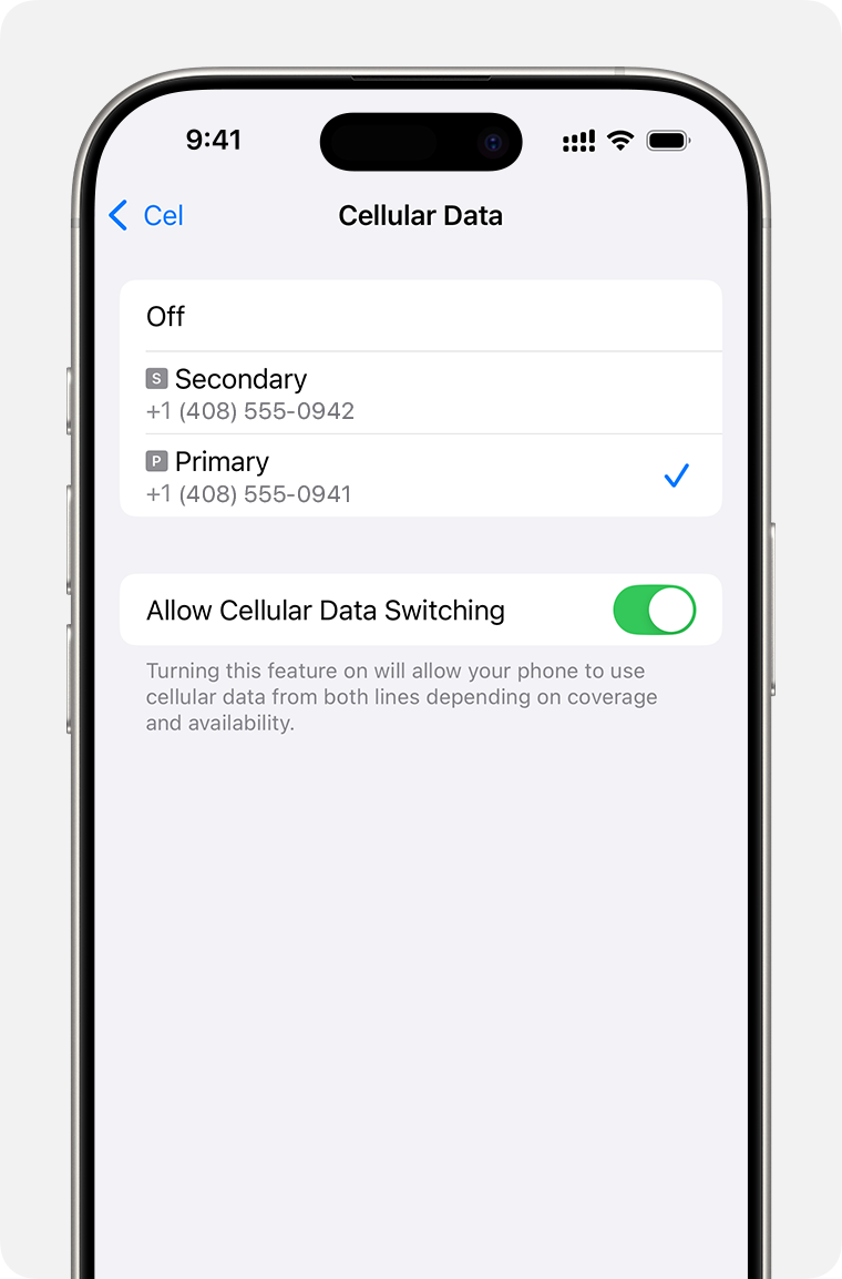 iPhone mobile data settings what number uses mobile data or turn on Allow Mobile Data Switching.