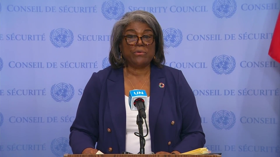 Linda Thomas-Greenfield (United States Ambassador to the United Nations) on new humanitarian commitments for Sudan - Security Council Media Stakeout