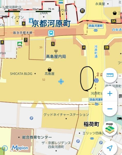 京都の市バスに詳しい方に質問です。京都駅から乗って、高島屋の真横で降りれる市バスの系統はありますか？もしあれば教えて欲しいです。四条通より南で降りたいです。