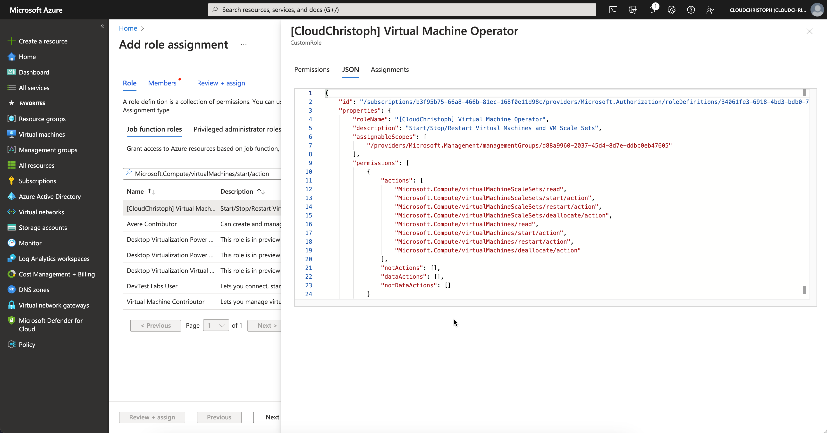 Azure Access Control - Show Role Details