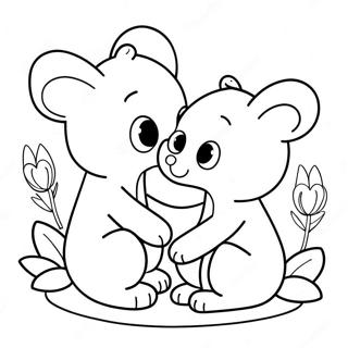 Cute Valentine's Day Animals Coloring Page 5301-4243