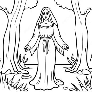 La Llorona En Un Bosque Oscuro Página Para Colorear 53594-42402