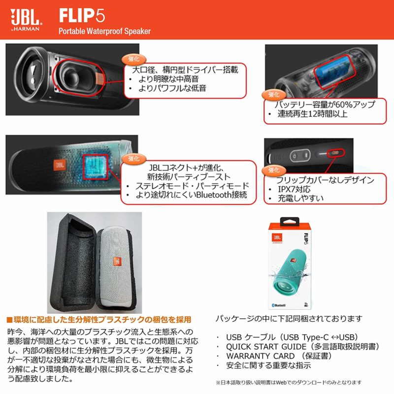 JBL FLIP5 ドライバー数説明