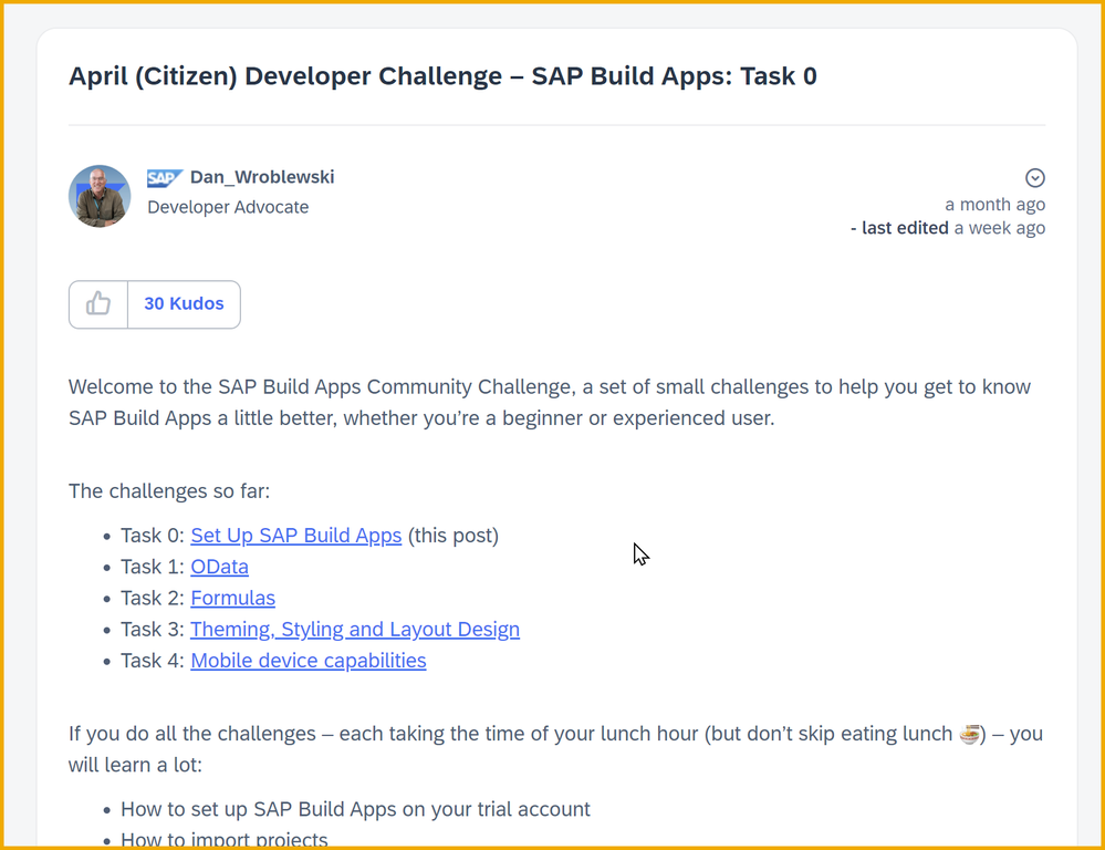 April (Citizen) Developer Challenge – SAP Build Apps - THANKS!