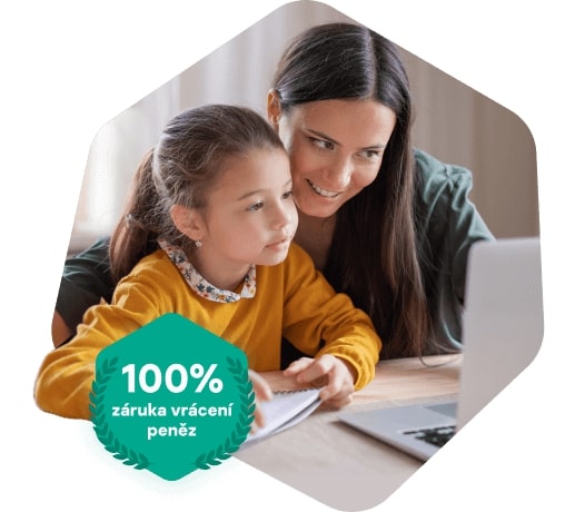 Mum and daughter using their computer to homeschool