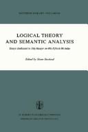 Cover of: Logical theory and semantic analysis: essays dedicated to Stig Kanger on his fiftieth birthday