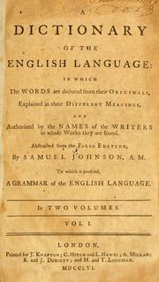 Cover of: A Dictionary of the English language by Samuel Johnson, Samuel Johnson