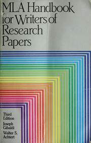 Cover of: MLA handbook for writers of research papers by Joseph Gibaldi, Joseph Gibaldi