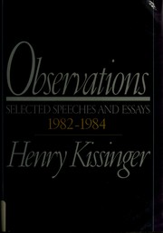 Cover of: Observations by Henry Kissinger, Henry Kissinger