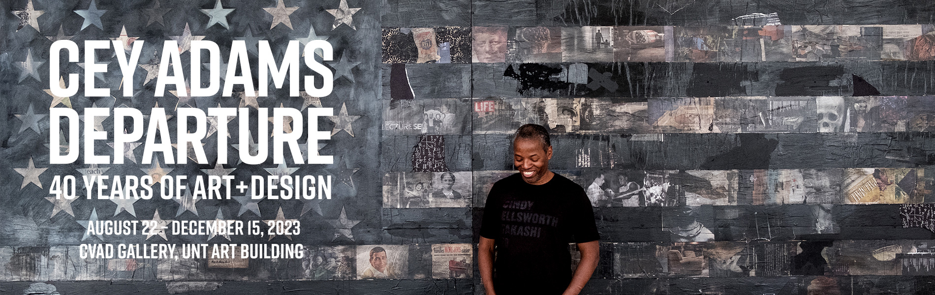 A man looking downward; dark graffiti background of stars and stripes