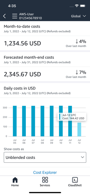 การแจ้งเตือนของแอป Console บนมือถือสำหรับ iOS Cloudwatch