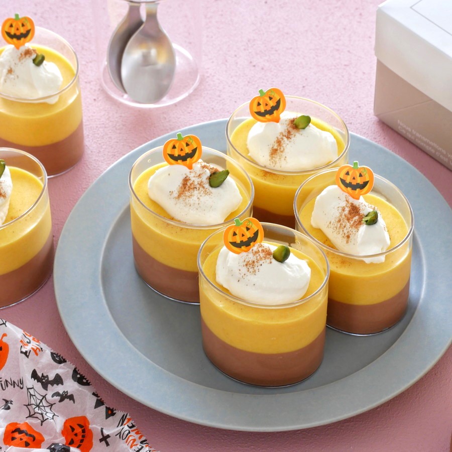 ハロウィーンに♪かぼちゃとチョコのムースデザート