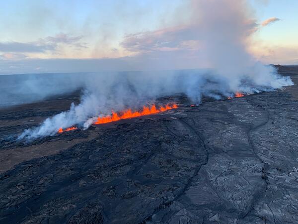 lava erupting from a fissure