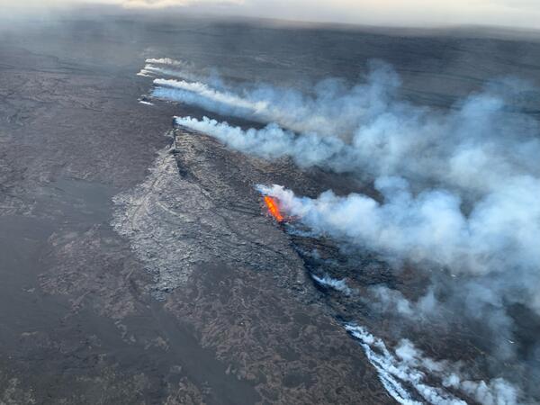 lava erupting from a fissure